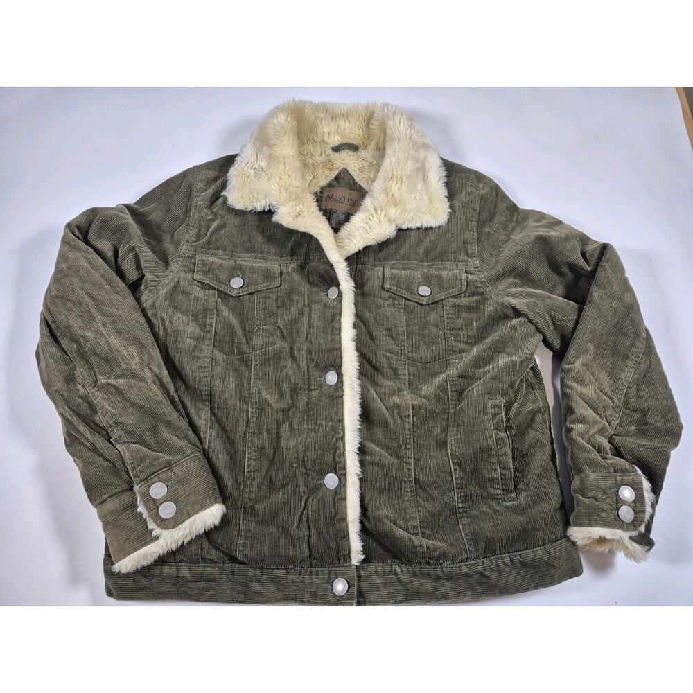 Austin Clothing Co Barn Jacket Corduroy With Sherpa Lining Olive Green Wom. XL